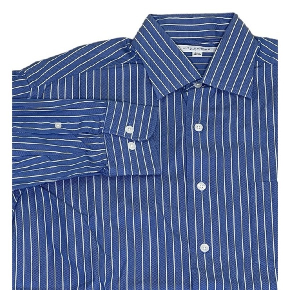 Alex Cannon Blue Striped‎ Men's Long Sleeve Button Down 15.5 32/33